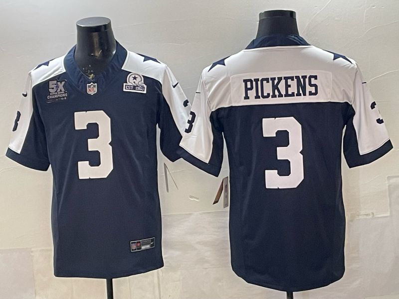 Men 2026 Dallas Cowboys #3 Pickens Blue 3th generations Nike Limited NFL Jersey style 05->dallas cowboys->NFL Jersey